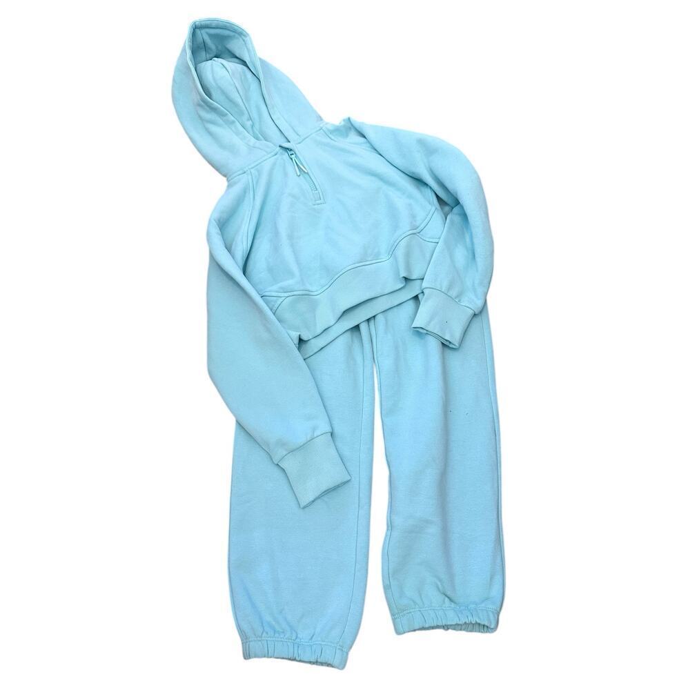 Athleta Girl Blue All Day Half Zip Hoodie & Pull on Active Wear Trouser Size S